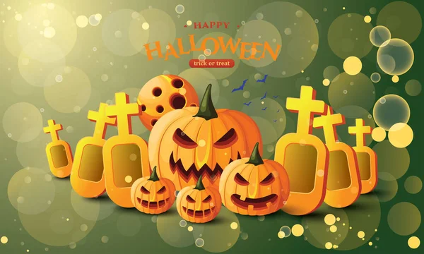 Fröhliches Halloween Banner Mit Kürbis — Stockvektor