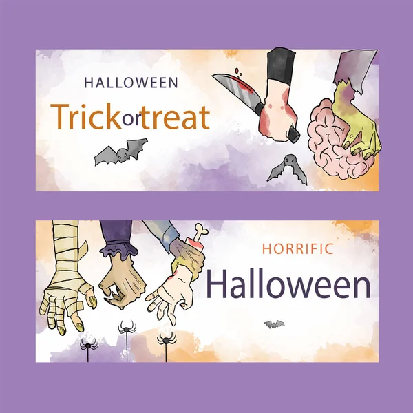Modèle Bannière Halloween Aquarelle — Image vectorielle