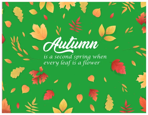 Осенние Листья Зеленом Фоне — стоковый вектор
