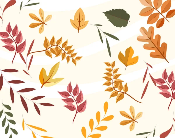 Осенние Деревья Рисунок Листья Падают Бесшовный Фон — стоковый вектор