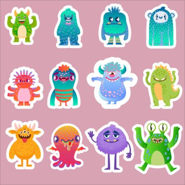 Çıkartma Komik Canavarlar Koleksiyonunu Ayarladı