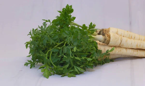 Selective Focus Fresh Parsley Roots Benefits Parsley Concept — Stock Photo, Image
