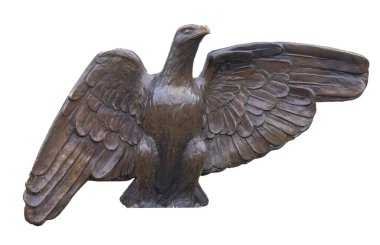 An eagle sculpture isolated on a white background
