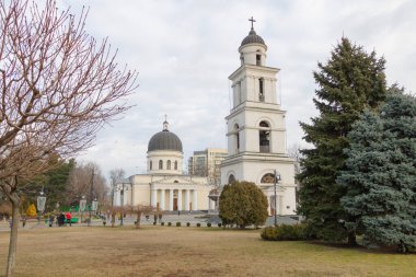 Chisinau, Moldova - 25 Aralık 2021 Başkentin merkezindeki Katedral Kilisesi
