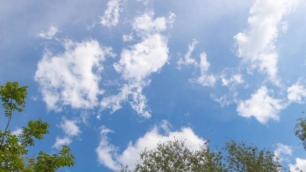 Κοντινό Πλάνο Ενός Όμορφου Γαλάζιου Ουρανού Λίγα Σύννεφα — Φωτογραφία Αρχείου