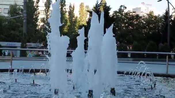 チシナウ モルドバ 2022年4月4日 夏の日にチシナウの公共の場所に設置された噴水 — ストック動画