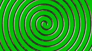Yeşil arka planda dönen spiral. Büyülü soyut bir arka plan. 4K canlandırması.