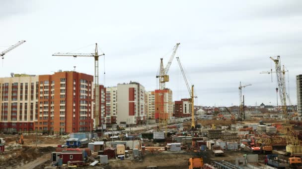 Barnaul Ciudad Rusia Abril 2021 Construcción Edificios Residenciales Hormigón Armado — Vídeo de stock