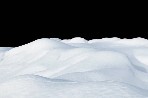 Nieve Desplaza Sobre Fondo Negro Aislado Paisaje Nevado Las Colinas — Foto de Stock