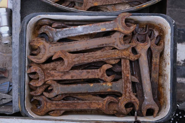 Close Showing Old Rusty Metal Brass Parts Bulk Decoration Collection — Stock Photo, Image