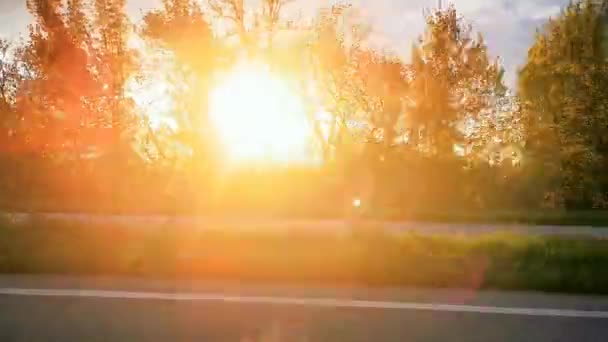 Paysage Changeant Rapidement Extérieur Fenêtre Pendant Coucher Soleil Une Vue — Video