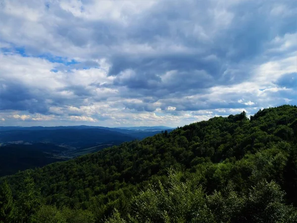 Naturaleza Sin Gente Montañas Bosque Verde Ruta Turística Por Los — Foto de Stock