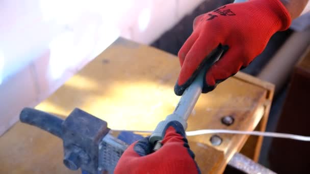 Plastic Pipe Welding Machines Polypropylene Pipe Soldering Iron Plumbing Work — 图库视频影像