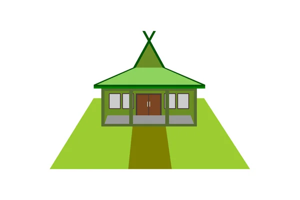 Sundanese Traditional Houses Vector Illustration Front View Julang Ngapak Roof — 图库矢量图片