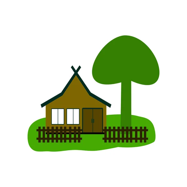 Sundanese Traditionele Huizen Exterieur Vector Illustratie Vooraanzicht Met Julang Ngapak — Stockvector