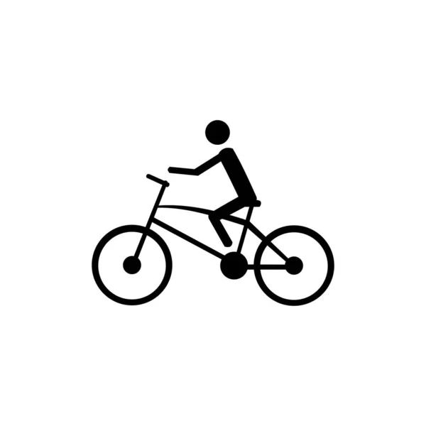 Άνθρωπος Καβαλάει Ένα Εικονίδιο Ποδηλάτου Λευκό Φόντο — Διανυσματικό Αρχείο