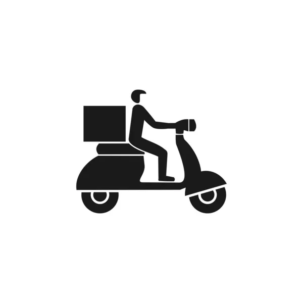 バイクのアイコンに乗る男との配信 白い背景に隔離されている ベクターイラスト — ストックベクタ