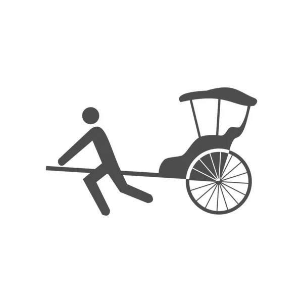 Antiguo Tradicional Vintage Mano Tiró Icono Vector Rickshaw — Vector de stock