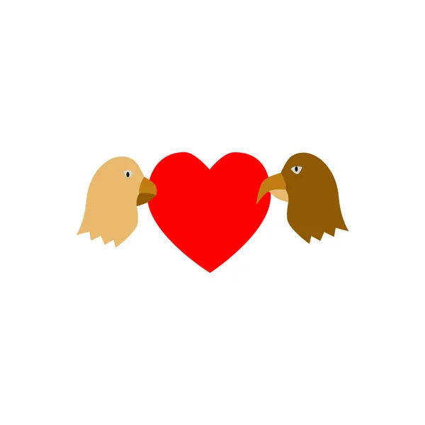 Söt Fågel Huvud Kär Rött Hjärta För Happy Alla Hjärtans — Stock vektor
