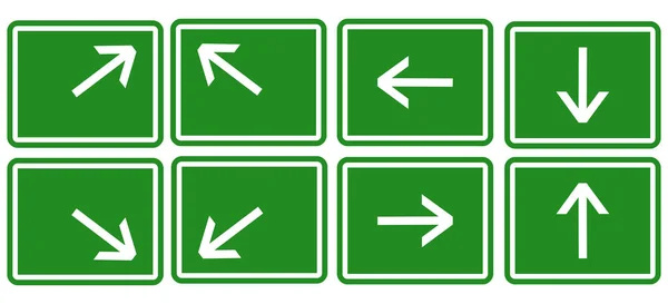 Set Road Green Signs Isolated White Background — Stock Vector