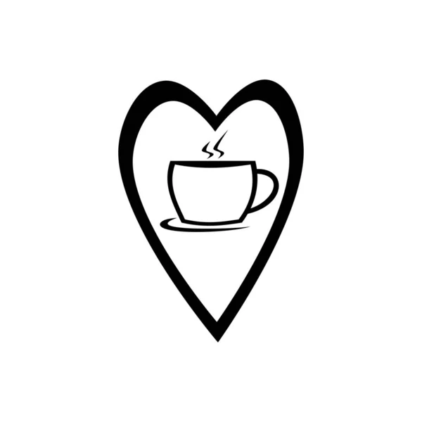 Кофе Чашки Вектор Значок Пар Создает Сердце Икона Чашки Кофе — стоковый вектор