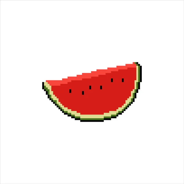 Pixelkunst Mit Wassermelone Vektorillustration Auf Weißem Hintergrund — Stockvektor