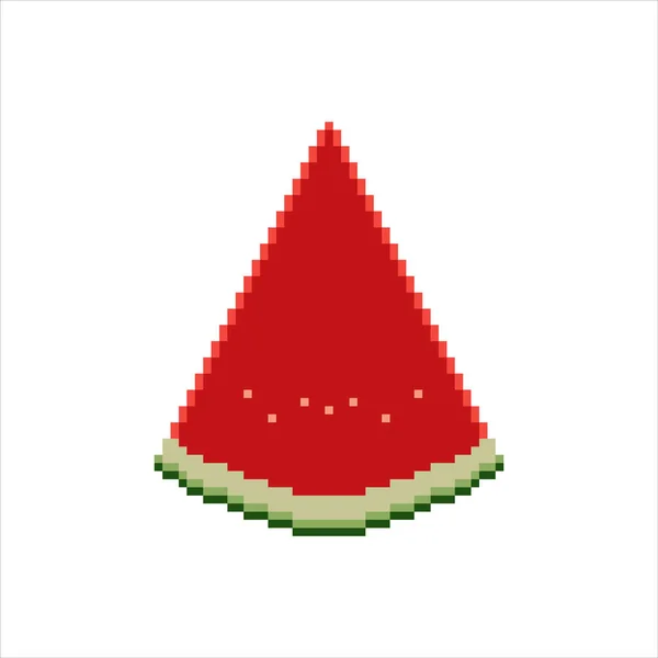 Pixel Art Watermelon Vector Illustration White Background — Stock Vector