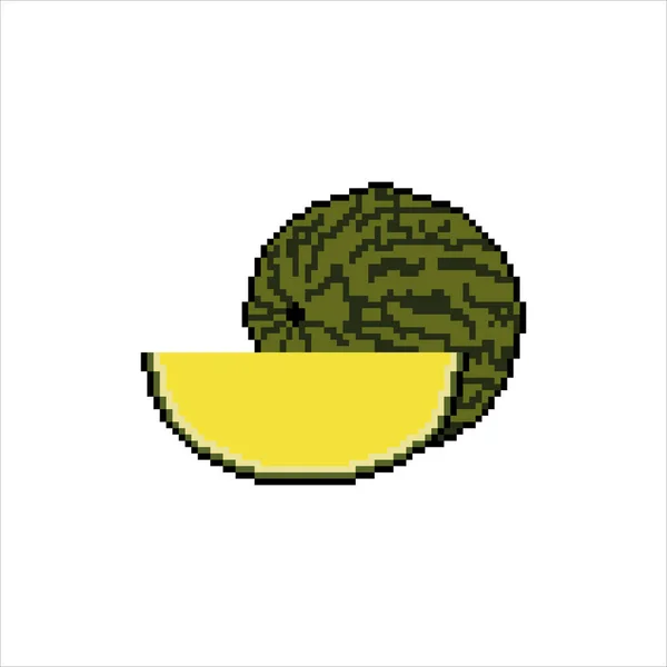 Pixel Art Avec Pastèque Illustration Vectorielle Sur Fond Blanc — Image vectorielle