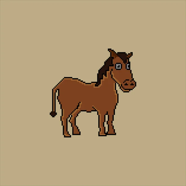 Donkey Vector Illustratie Met Pixel Art — Stockvector