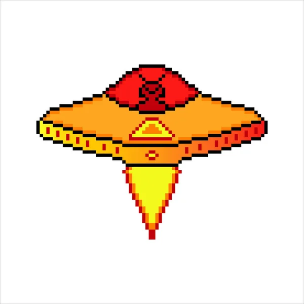 白色背景的Pixel艺术外星飞船 — 图库矢量图片