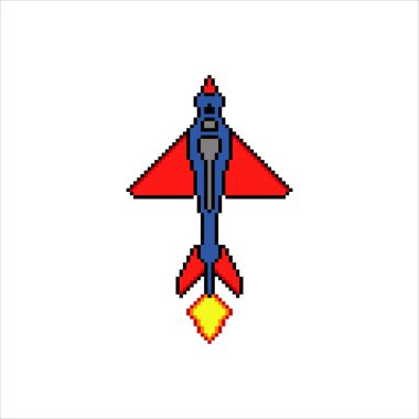 Jet uçaklı pikseller. Vektör illüstrasyonu.