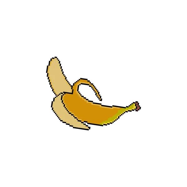 Banane Avec Pixel Art Illustration Vectorielle Sur Fond Blanc — Image vectorielle