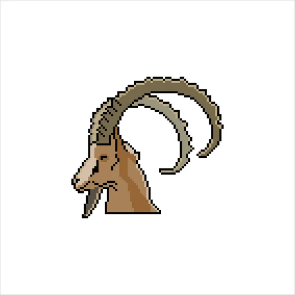 Ibex Head Pixel Art Англійською Приклад Вектора — стоковий вектор