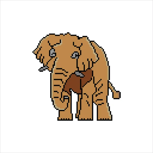 Vector Illustration Elephant Pixel Art Design — 스톡 벡터