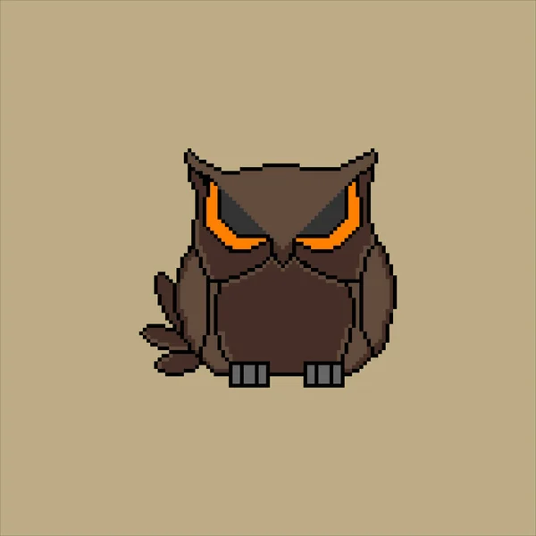 Pixel Art Avec Illustration Vectorielle Hibou — Image vectorielle