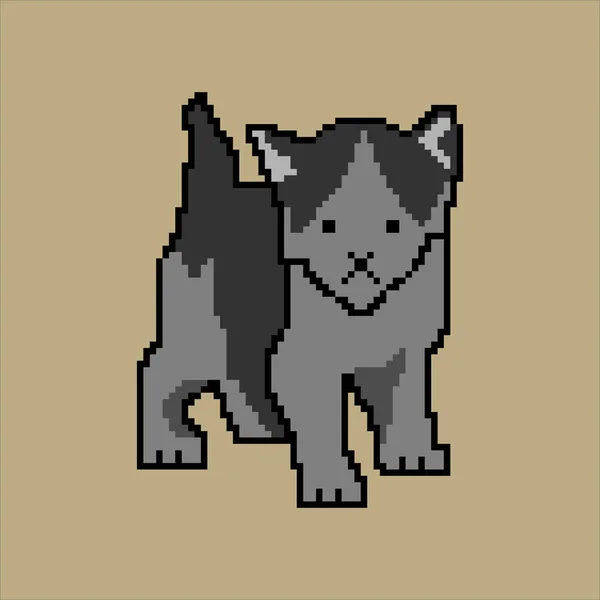 Gato Com Pixel Art Animal Estimação Doméstico Amigável Ilustração Vetorial — Vetor de Stock