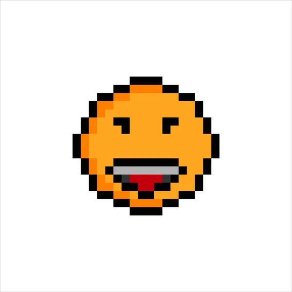 Emoji Emoticon Face Icon Pixel Art Vector Illustration — Stock Vector