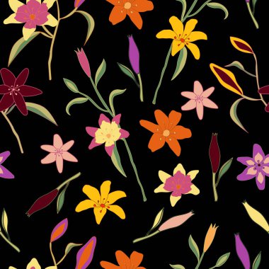 Zambak çiçekleri. Çiçeksiz desen.