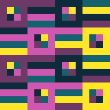 Memphis tarzı kareler ve çizgiler pürüzsüz desen