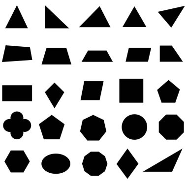 Siyah geometrik şekil beyaz arkaplanda izole edildi