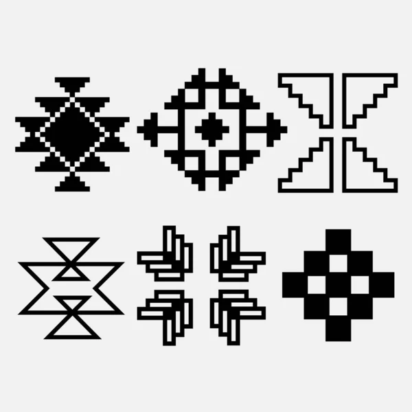 Navajo elementos vectoriales bordados tradicionales — Archivo Imágenes Vectoriales