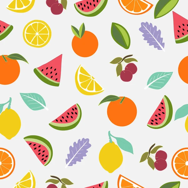 Modèle Fruits Tropicaux Été Mignon Fond Vectoriel Sans Couture Avec — Image vectorielle