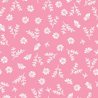 Pembe arka planda papatya çiçekleri olan kusursuz bir desen. Yüksek kalite fotoğraf