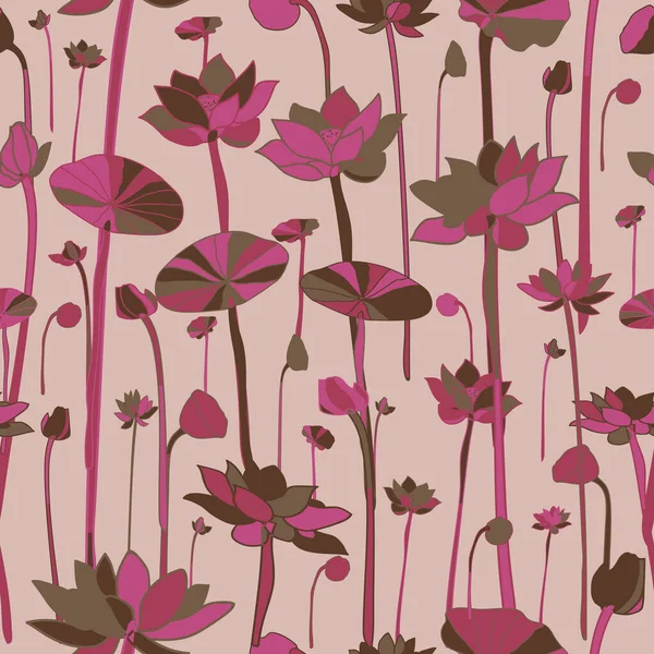 Mode Gefärbte Lotus Florale Nahtlose Muster Vektorillustration Perfekt Für Verpackung — Stockvektor