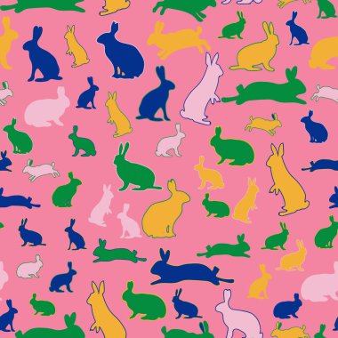Hare siluet moda renkli, pürüzsüz desen. Vektör çizimi. Duvar kağıtları, ambalajlar, tekstil ve kumaşlar için mükemmel..