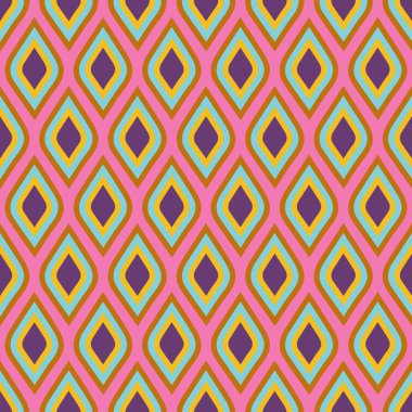 Soyut el çizimi baklava desenli elmas şekilleri. Mozaik arka plan. Renkli Vektör illüstrasyonu. Tekstil ve kumaş baskısı için mükemmel..