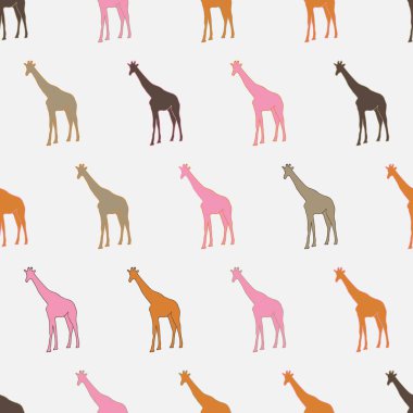 Zürafa siluetleri vektörsüz desen. Eps 10. Kumaş, ambalaj, tekstil, duvar kağıdı, giysi ve moda baskısı için mükemmel..