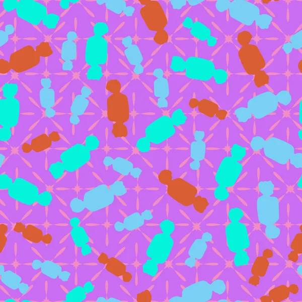 Candy seamless vector repeat pattern. Hand drawn pastel cute drawings design background.