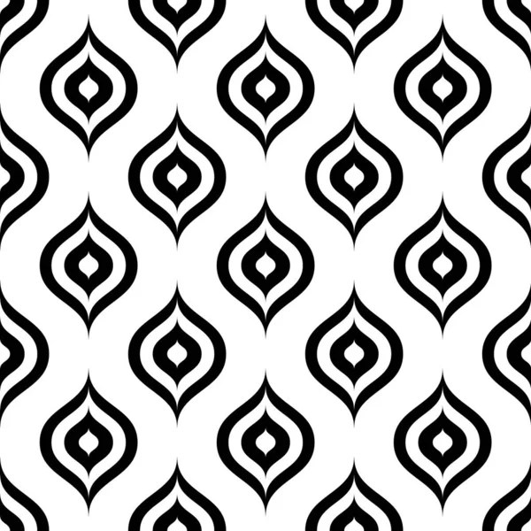Чорно Біла Ілюстрація Безшовного Візерунка Ogee Абстрактний Векторний Монохромний Дизайн — стоковий вектор