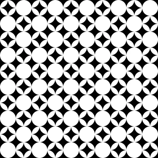 Abstract Geometric Seamless Pattern Black White Style Pattern Circle Rhombus — Stok Vektör